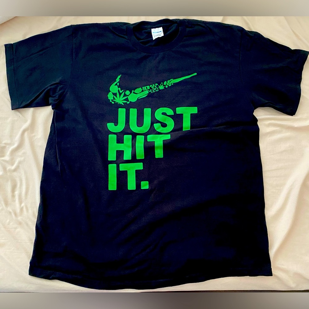 NWOT Men’s Novelty T-Shirt Just Hit It Nike Knock-Off X-Large